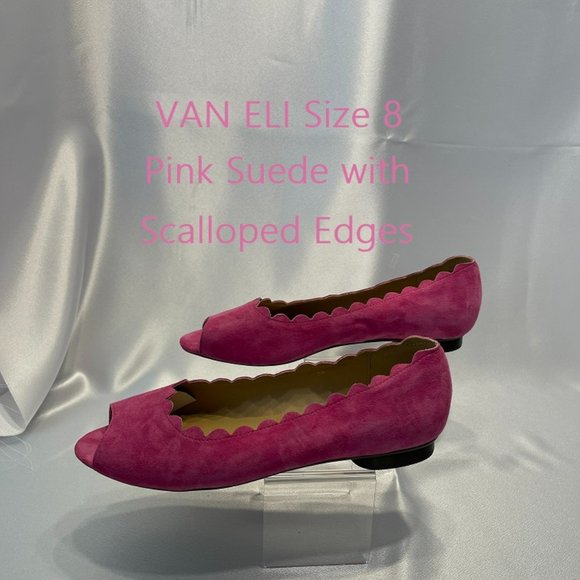Van Eli Suede Flats with Scalloped Edges Size 8 M - Picture 1 of 11